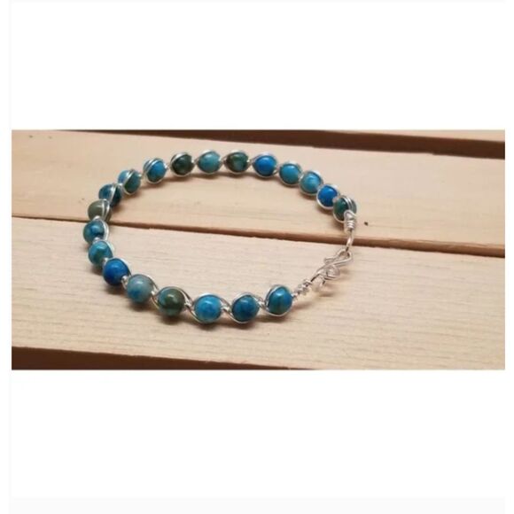 Wire Wrapped Jasper Bracelet - Picture 1 of 7